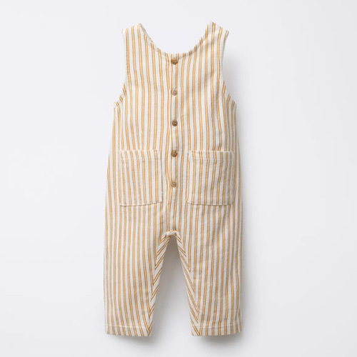 STRIPED OVERALLS WITH LABEL - Light ecru | ZARA United States