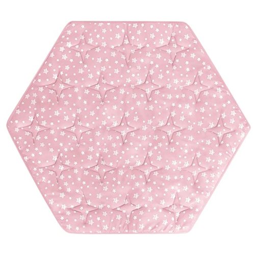 Hexagon Playpen Mat Fits POP 'N GO Baby Playpen, 59 Inch Hexagon Playpen Mattress Pad, Non Slip and Padded Play Mat Pink with Star Print