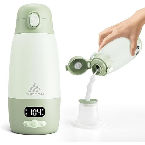 Portable Bottle Warmer for Travel, 17.8oz Baby Bottle Warmer for Breastmilk & Formula, 2-Min Fast Heating Formula Container to Go, Long Battery Life & Temp Control, Portable Milk Warmer On The Go
