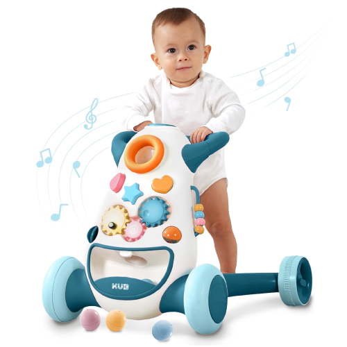 KUB Baby & Toddler Walker Push Toy, Interactive Sound & Light Effect Musical Montessori Activity Center