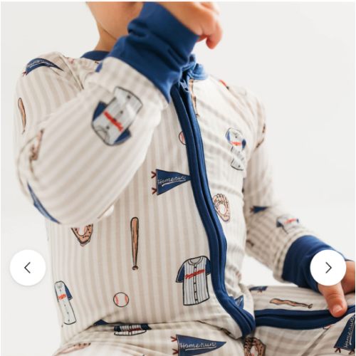 Blue Baseball Zipper Romper - PREORDER SHIPPING 9/12 – In My Jammers