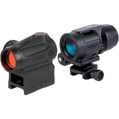 SIG SAUER Romeo-MSR Gen II 1x20mm 2 MOA Red Dot Sight & 3x22mm JULIET3-Micro Magnifier Combo Kit | Durable Waterproof Adjustable Shooting Gun Optic Package