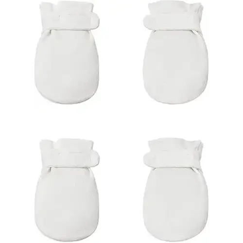 Newborn Baby No Scratch Mittens Stay On, 100% Cotton Breathable, Adjustable Infant Gloves for Baby Boys Girls Mittens