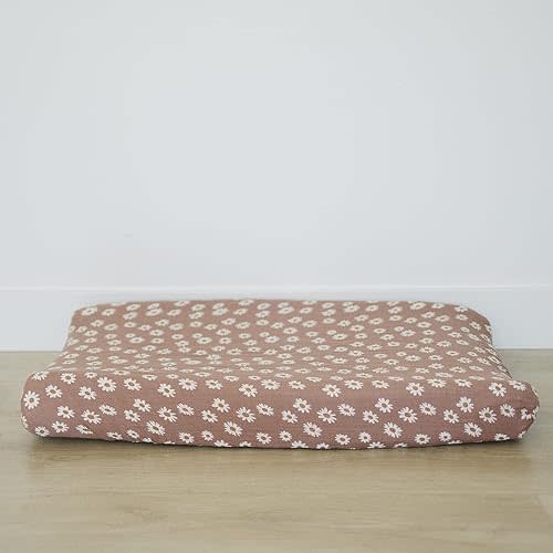 Mebie Baby Changing Pad Cover, Daisy Dream, 100% Muslin Cotton Changing Table Pad Cover for Baby Boy and Girl, Designer Nursery Decor Covers, Diaper Changing Pad Cover for Changing Station