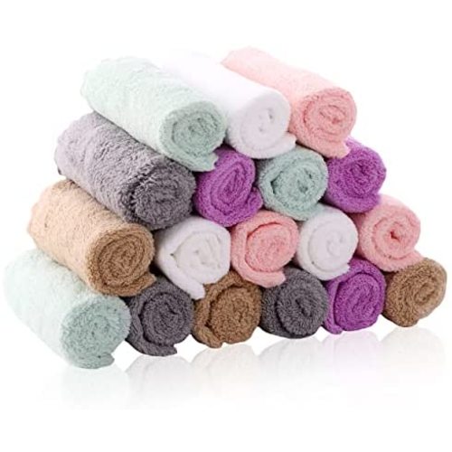 18 Pack Baby Washcloths for Boy and Girl, Microfiber Coral Fleece Ultra Absorbent and Soft for Newborns, Infants and Toddlers -10x10 Inch - Multicolored by SWEET DOLPHIN