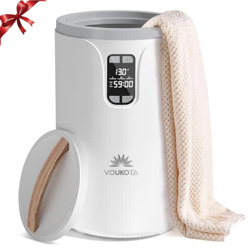 VOUKOTA Towel Warmer, 20L Towel Warmers for Bathroom with LED Display for Time and Temperature, Bucket-Style Warmer with Delay Timer 0.5-24H, Heating Time 30/60/90 Mins, Child Lock
