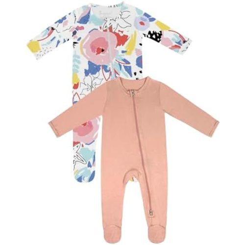 Jimonda Bamboo Baby Pajamas,Unisex Boys Girls One-Piece Footies,Long Sleeve Sleepers 2-Way Zip closure Romper