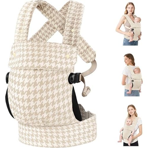 Baby Carrier Newborn to Toddler- Ergonomic,Cozy and Lightweight Infant Carrier for 7-40lbs,3 Carry Positions Newborn Carrier,Houndstooth