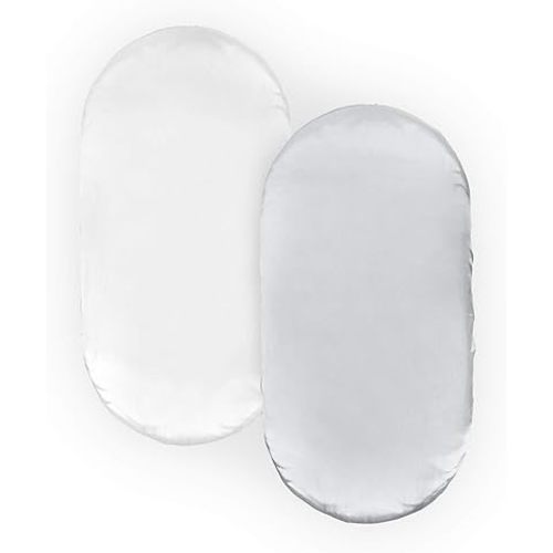 Pro Goleem Satin Bassinet Sheet 2 Pack Great for Baby Hair Soft Silk Feeling Sheet for Cradle or Bassinet Pad&Mattress for Boys and Girls Gift for Newborn and Infant White and Gray