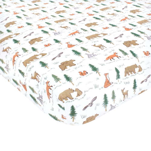 Hudson Baby Infant Boy Cotton Fitted Crib Sheet, Sweet Woodland, One Size