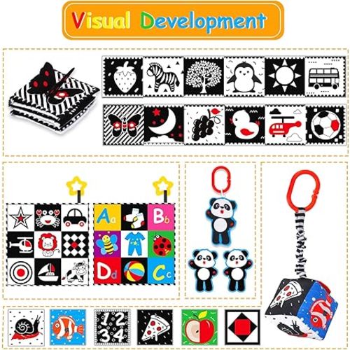 Set of Black and White High Contrast Baby Toys