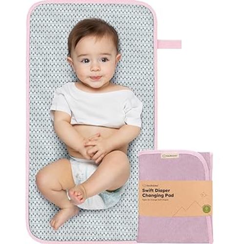 Portable Diaper Changing Pad - Waterproof Foldable Baby Changing Mat - Travel Diaper Change Mat - Lightweight Changing Pads for Baby - Baby Changer - Machine Washable (Sweet Pink)