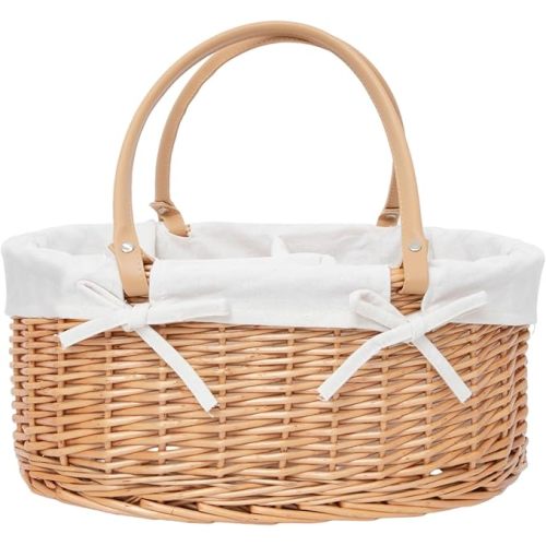 QINGTUHOME Handwoven Wicker Diaper Caddy Organizer, Multi - functional Baby Diaper Bag for Nursery & Home Storage, Detachable Lining, PU Handles, Baby Registry Must Haves (Wicker)