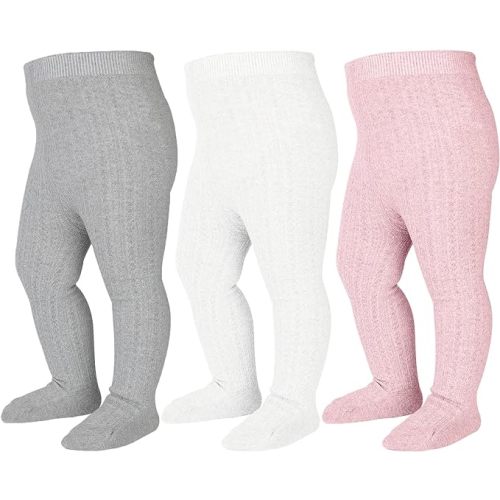 Baby Tights Cable Knit Tights Baby Leggings Seamless Cotton Stockings Pantyhose 3/4 Pack for Infants Toddlers 0-4T
