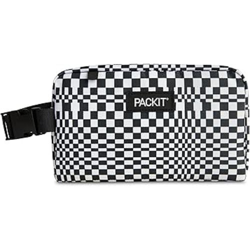 PackIt Freezable Snack Box, Checked Out, Built with EcoFreeze® Technology, Collapsible, Reusable, Zip Closure with Buckle Handle, Designed For Work Snacks, Fresh Snacks On the Go, Adults, and All Ages