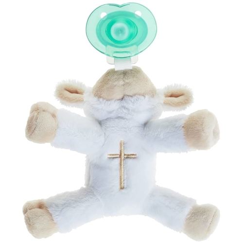 Nookums Paci-Plushies Buddies Adapts to Name Brand Pacifiers, Suitable for All Ages, Plush Toy Includes Detachable Pacifier (Lovie Lamb with Cross on Belly)