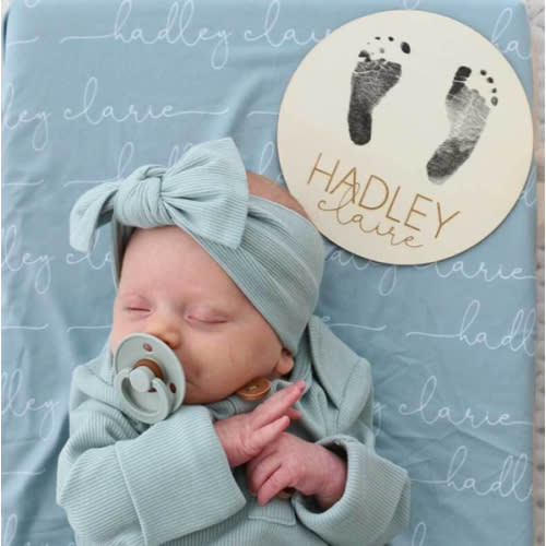 Personalized Baby Footprint Wood Announcement | Caden Lane