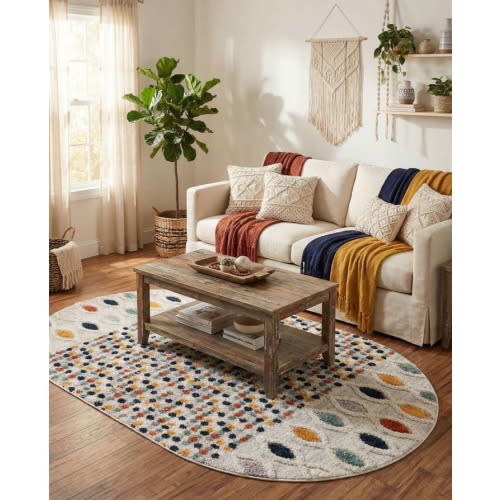 Multicolor 5' 3 x 7' 10 Cherokee Oval Rug | Rugs.com