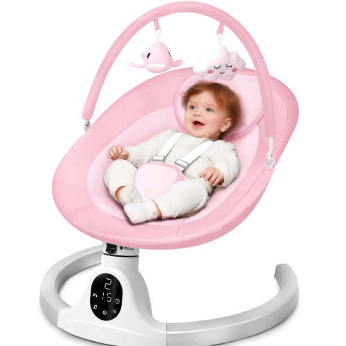 Babyeap Baby Swing for Infants, Electric Swing with 5 Swing Speeds and 10 Lullabies, Pink