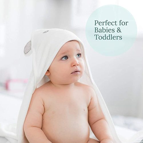 HIPHOP PANDA Hooded Towel - Rayon Made from Bamboo, Bath Towel with Bear Ears for Newborn, Babie, Toddler, Infant - Absorbent Large Baby Towel - Bear, 30 x 30 Inch - 30x30 Inch (Pack of 1)
