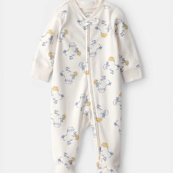 Baby Duck 2-Way Zip 100% Cotton Sleep & Play Pajama - Cream | Carter's