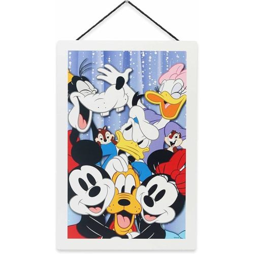 Disney Photo Booth Mickey Mouse and Friends Hanging Wood Wall Decor - Fun Disney Wall Art for Home Decorating