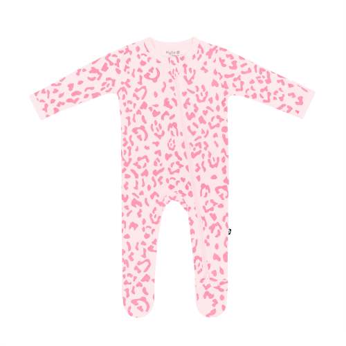 Zippered Footie in Sakura Leopard
