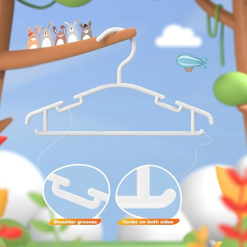 Baby Hangers for Closet - Baby Clothes Hangers 60 Pack Plastic Kids Hangers Clothing Infant Toddler Childrens Hangers White - 60PCS