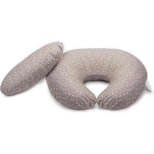 Dr. Mama's Organics Nursing Pillow with Lumbar Support - Ergonomic Design Helps Relieve Back Pain and Arm Fatigue - for Bottle and Breastfeeding - Removable Organic Cotton Cover - Gray