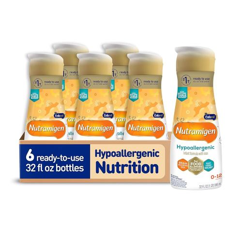 Enfamil Nutramigen Hypoallergenic Baby Formula with Iron, Lactose Free, Colic Relief from Cow's Milk Allergy Starts in 24 Hours, Brain Building DHA, Probiotic LGG for Immune Support, 32 Fl Oz, 6 Count