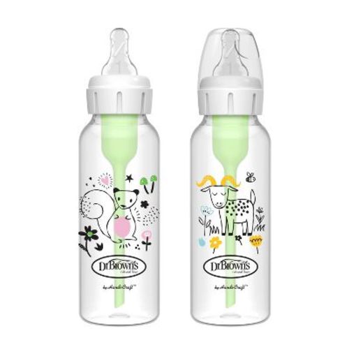 Dr. Brown's Anti-colic Options+ Narrow Baby Bottle - Squirrel And Goat Deco - 9 Fl Oz/2pk