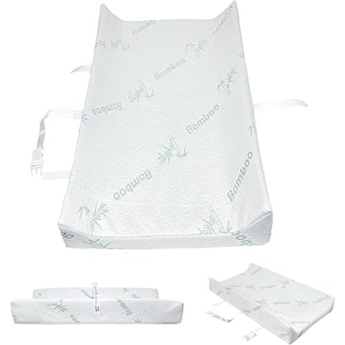 Baby Changing Pad Waterproof Bamboo Cover, Standard Size Cozy Diaper Changing Pads for Dresser Table Pad