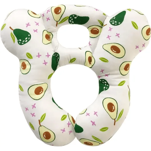 Baby Travel Pillow,Soft and Skin Friendly Kids Cushion for Car Seat - Newborn Pillow for Pushchair,Car Seat,Travel (White Avocado)