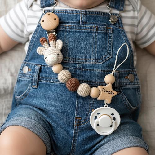 Soft Crochet Animal Baby Name Pacifier Clip – Personalized Soother Holder