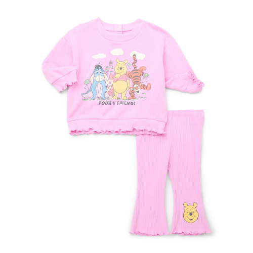Winnie the Pooh Baby Girls Graphic Sweatshirt and Flared Leggings, 2-Piece, Sizes 0M-24M