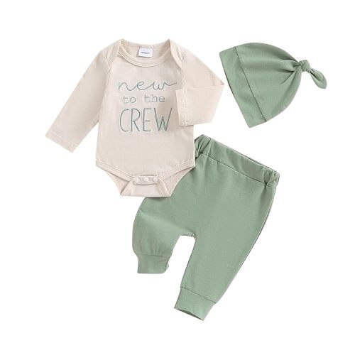 Twopumpkin Newborn Baby Boy Girl Clothes Outfits Short Sleeve Romper Bodysuit Cotton Pants and Hat Coming Home Outfit