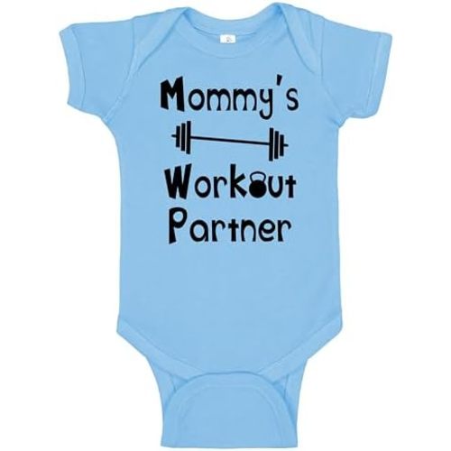 Reaxion Handmade Funny Baby Boy Girl Mommy's or Daddy's Workout Partner Bodysuits Clothes