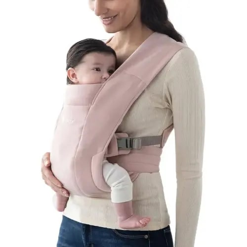 Ergobaby Embrace Baby Carrier Newborn to Toddler - Breathable Baby Carriers for Summer - Cozy Essentials (7-25 Pounds), Ponte Knit, Blush Pink