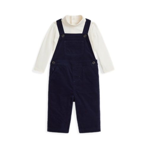 Cotton Bodysuit & Corduroy Overall Set