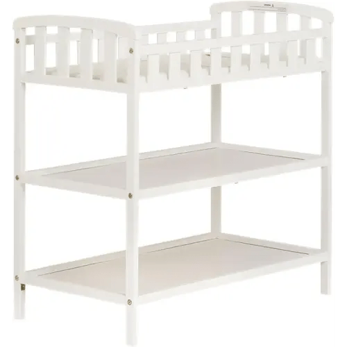 Emily Changing Table In White, Comes With 1" Changing Pad, Features Two Shelves, Portable Changing Station, Made Of Sustainable New Zealand Pinewood