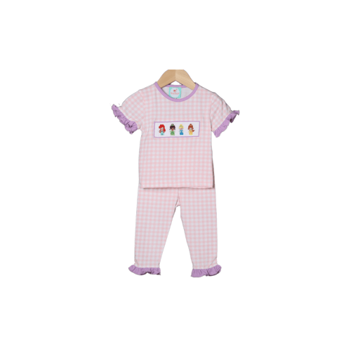 Smocked Princess Pink and Lavender Gingham Lounge Set