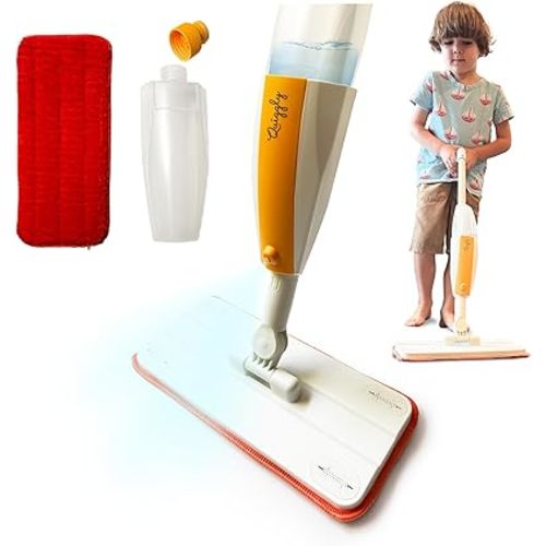 Quiggly Toy Spray Mop for Kids - Toddler Cleaning Set with Real Water Sprayer - Montessori Mini Mop & Sweeper - Kid Mop - Just Squeeze & Spray