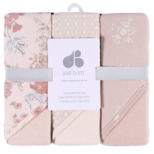 Just Born Baby 3-Pack Hooded Towels