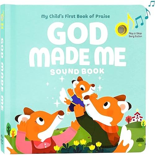 God Made Me Christian Sound Books for Kids - 6 Bible Songs - Christening, Baptism Gifts for Boys and Girls - Religious Toys, Interactive Music Books for Toddlers - Baby Dedication
