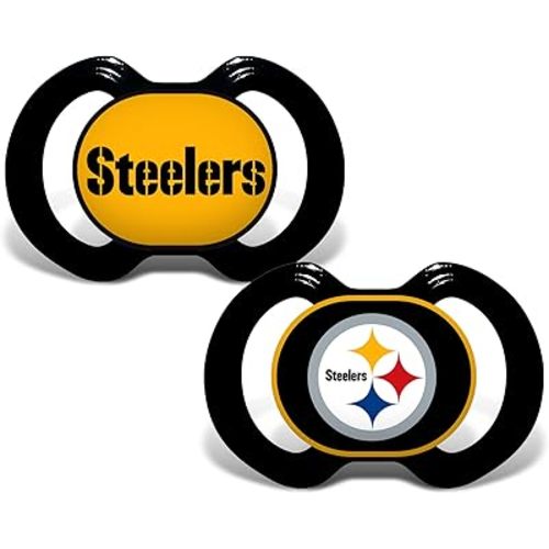 Baby Fanatic 2 Piece Pacifier Set, Pittsburgh Steelers, One Size