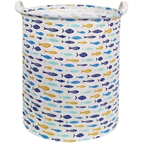 Baby Laundry Basket,Fish Hamper Collapsible Canvas Waterproof Kids Storage Bin for Home Decor, Nursery Hamper,Gift Baskets,Home Organizer (Fishes)
