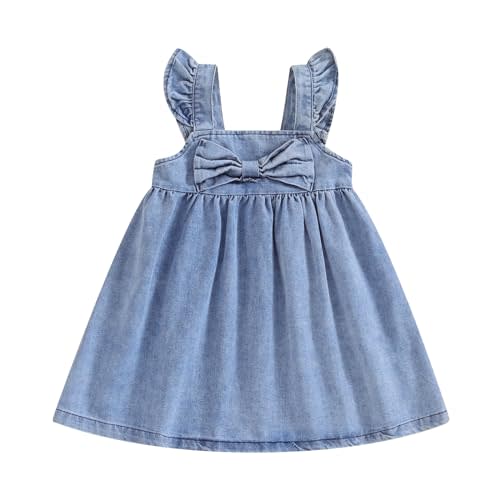 Summer Toddler Baby Girl Dress Denim Ruffle Backless Sleeveless Dress Kids Casual Dresses Princess Beach Sundress