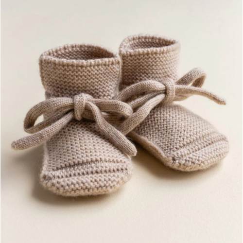 Baby Merino Wool Booties - Sand