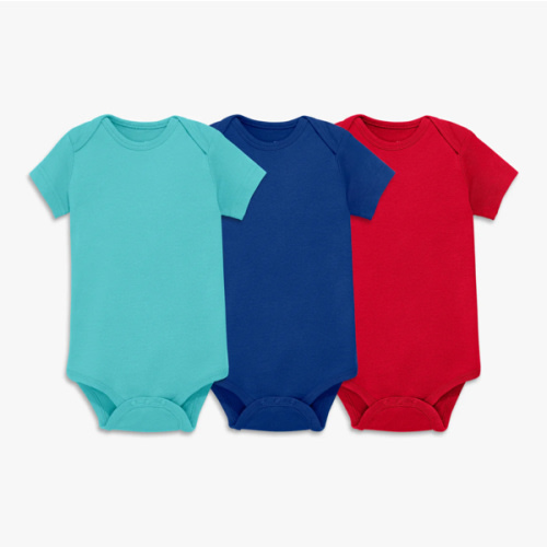 Organic Short Sleeve Babysuit 3-pack, Pool Mix
