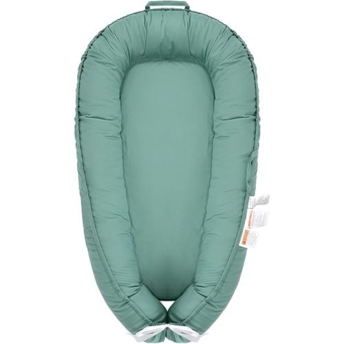 Baby Lounger, Newborn Lounger for 0-24 Months, 100% Cotton Soft Adjustable Baby Floor Seat for Travel, Co Sleeper for Girls Boys in Bed, Portable Baby Nest Lounger,Family Essentials(Green)